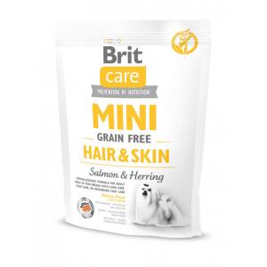 Brit Care Mini Hair&Skin hipoalerginis, begrūdis sausas maistas šunims, kailio priežiūrai, 0,4 kg