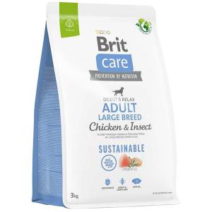 Brit Care Sustainable Adult Large Breed Chicken&Insect sausas maistas didelių veislių šunims, 3 kg