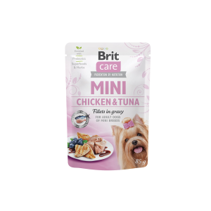 Brit Care Mini Chicken&Tuna fillets in gravy drėgnas išrankiems, maistas mažų veislių šunims, 85 g