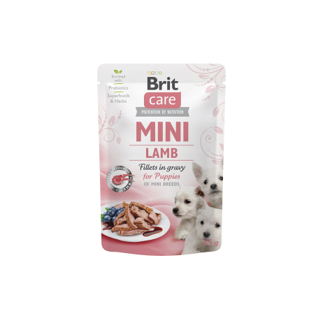 Brit Care Mini Puppy Lamb fillets in gravy drėgnas maistas mažų veislių šuniukams, 85 g