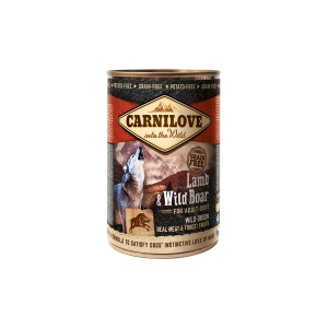 Carnilove Wild Meat Lamb&Wild Boar begrūdis, drėgnas maistas šunims, 400 g