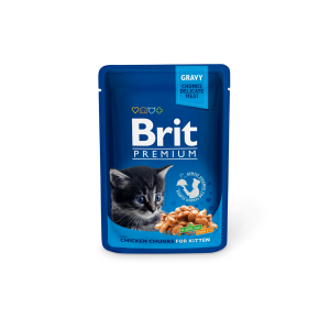 Brit Premium Chicken Chunks Kitten drėgnas maistas kačiukams, 100 g