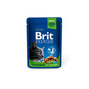 Brit Premium Chicken Slices Sterilised drėgnas maistas sterilizuotoms katėms, 100 g