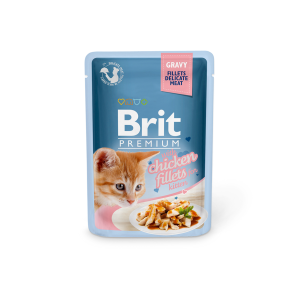 Brit Premium Delicate Fillets in Gravy Chicken for Kitten drėgnas maistas kačiukams, 85 g