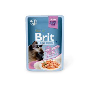 Brit Premium Delicate Fillets in Gravy Salmon Sterilised drėgnas maistas sterilizuotoms katėms, 85 g
