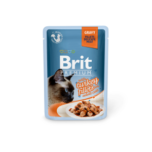 Brit Premium Delicate Fillets in Gravy Turkey drėgnas maistas katėms, 85 g