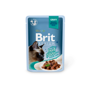 Brit Premium Delicate Fillets in Gravy Beef drėgnas maistas katėms, 85 g