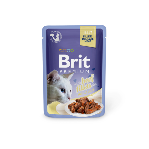 Brit Premium Delicate Fillets in Jelly Beef drėgnas maistas katėms, 85 g