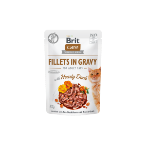 Brit Care Fillets in Gravy Hearty Duck drėgnas maistas katėms, 85 g