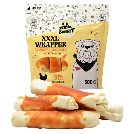 Mr. Bandit Wrapper XXXL pulgad - maiused koertele kanaga, 500 g Mr. Bandit - 1