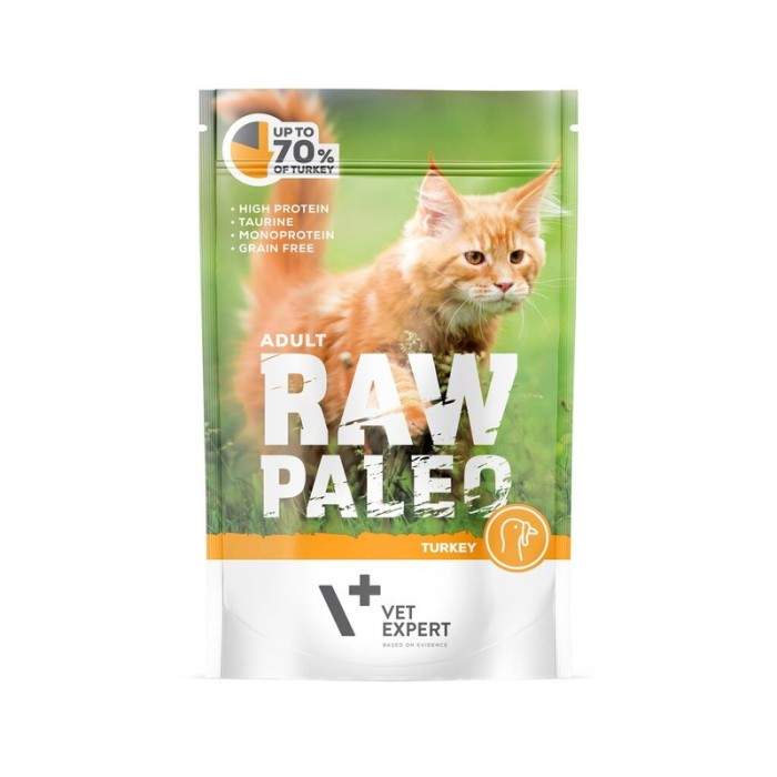 RAW Paleo Canned Adult Cats with Turkey and Sunflower Oil, Lingered 100 g Raw Paleo - 1