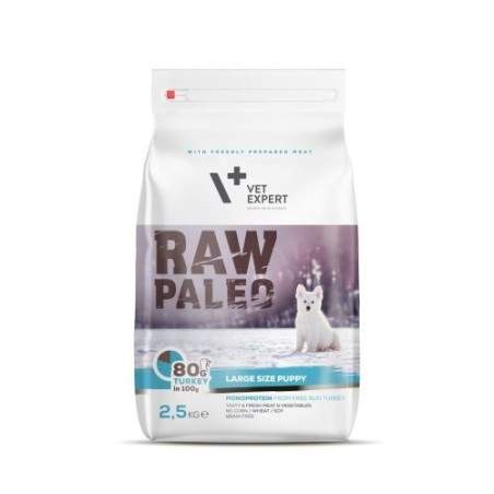 Raw Paleo sausa bezgraudu barība lielo šķirņu kucēniem Kucēns Lielā šķirne ar tītaru Raw Paleo - 100
