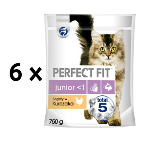 Kuiv toit ideaalse sobivate kassipoegade jaoks kanaga. 750g x 6 tk. pakk PERFECT FIT - 1