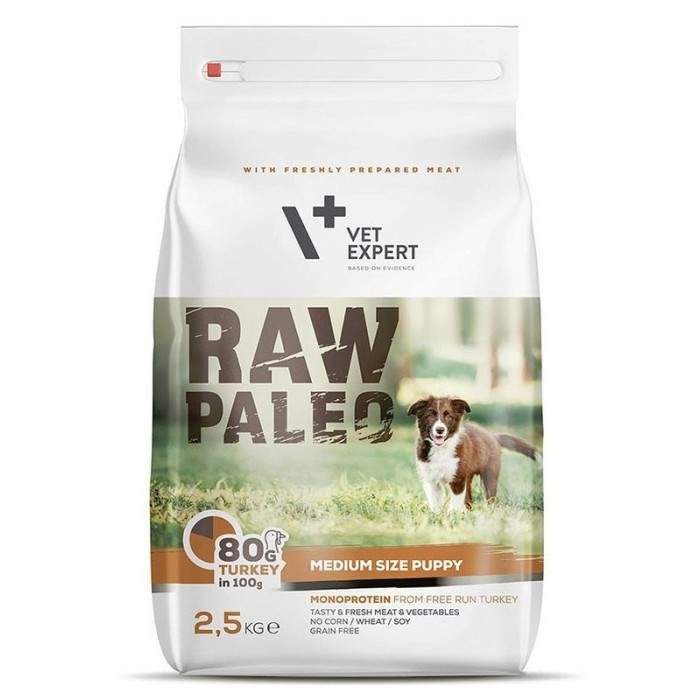 RAW Paleo Dry, Hydrodd Food for Medium Breed Puppies PuPPY MEDIUM with Turkey Raw Paleo - 108