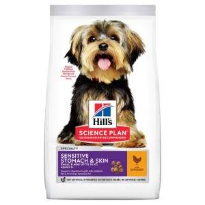 Hill's Science Plan Sensitive Stomach and Skin Small and Mini Adult sausas maistas mažų veislių šunims, virškinimui ir kailio žv