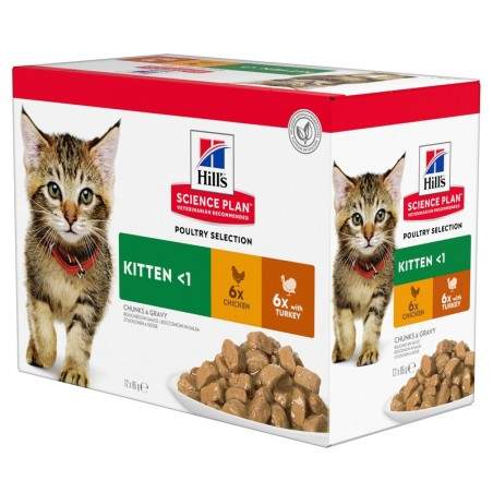 Hill's Science Plan Feline Kitten Multipack mitrā barība kaķiem ar vistu un tītaru, 85 g Hill's - 1