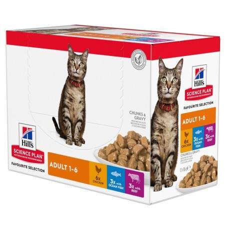 Hill's Science Plan Feline Adult Multipack Chicken, Ocean Fish, Beef wet food for cats with chicken, fish, beef, 85 g Hill's - 1