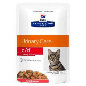 Hill's PRESCRIPTION DIET c/d Urinary Stress kačių ėdalas su lašiša, 12 x 85 g