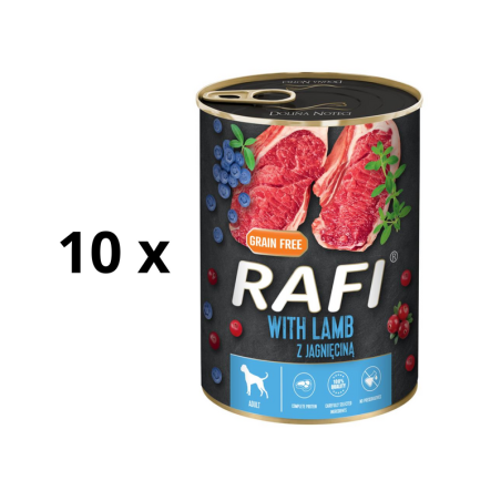 Rafi Pate drėgnas maistas šunims su ėriena, mėlynėmis ir spanguolėmis, 10x400 g RAFI - 1