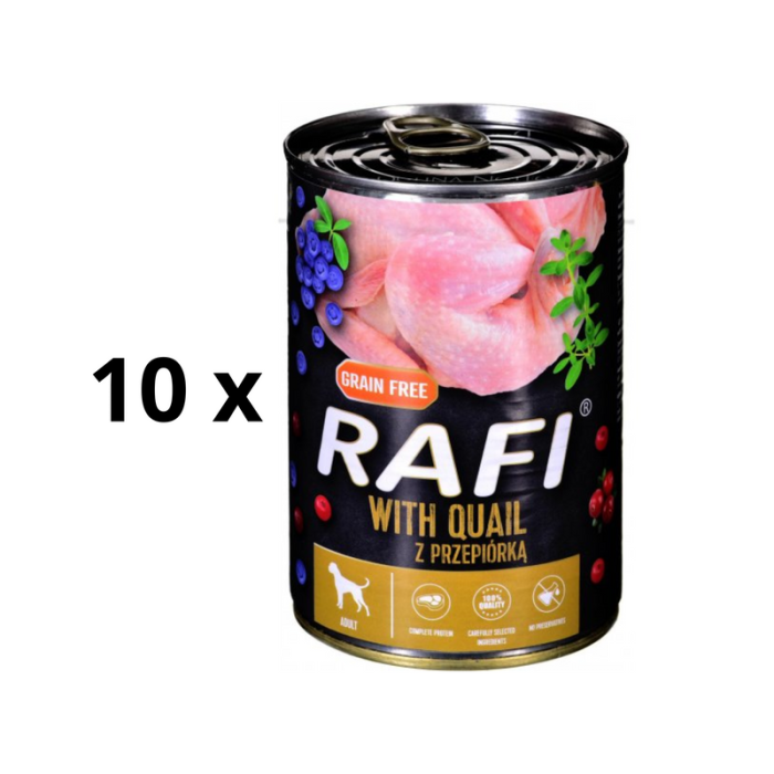 Rafi Pate wet food for dogs with quail meat, blueberries and cranberries, 10x400 g RAFI - 1