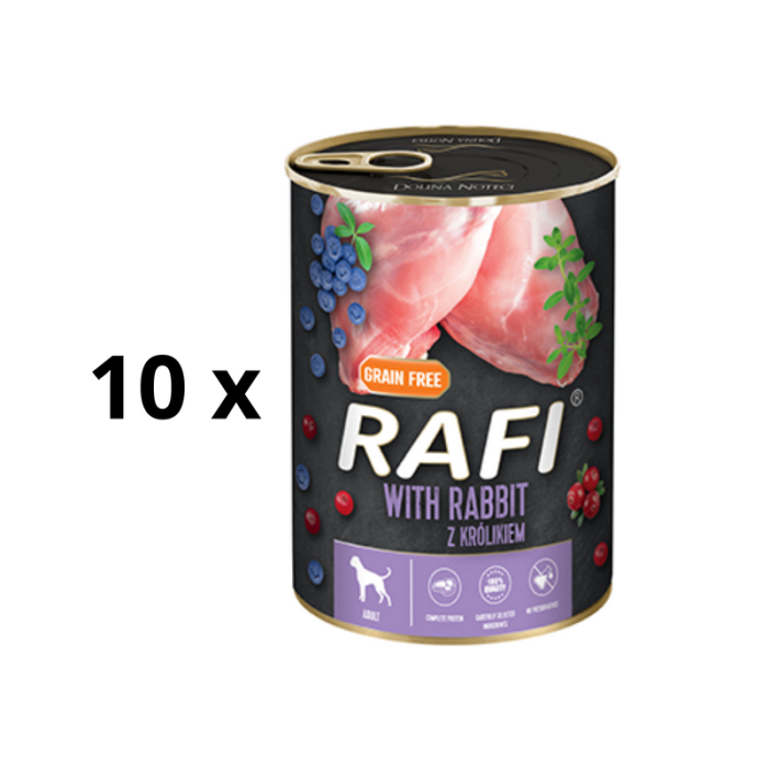 Rafi Pate drėgnas maistas šunims su triušiena, mėlynėmis ir spanguolėmis, 10x400 g RAFI - 1