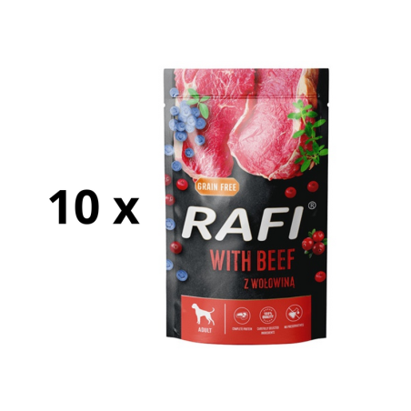 Rafi Pate wet food for dogs with beef, blueberries and cranberries, 10x300 g RAFI - 1