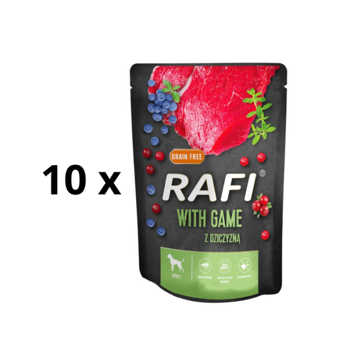 Rafi Pate wet food for dogs with game, blueberries and cranberries, 10x300 g RAFI - 1