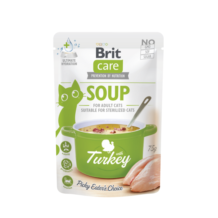 Brit Care Cat Soup Turkey teraviljavaba, märgtoit kassidele, 75 g