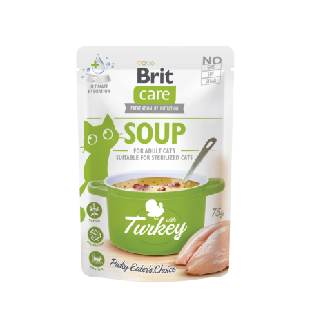 Brit Care Cat Soup Turkey teraviljavaba, märgtoit kassidele, 75 g