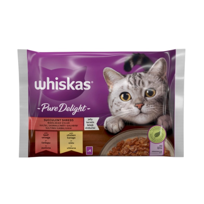 Whiskas влажный корм для взрослых кошек, мясной набор, 4 х 85 г