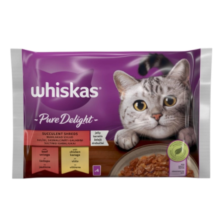 Whiskas mitrā barība pieaugušiem kaķiem, gaļas komplekts, 4 x 85 g