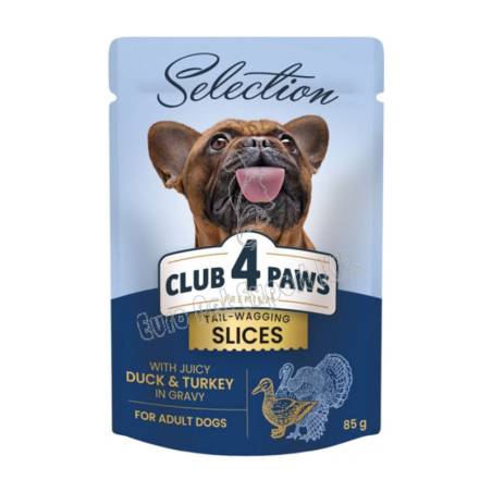 CLUB 4 PAWS PremiumPlus Полнорационная консерва для взрослых собак мелких пород с уткой и индейкой, 85 г