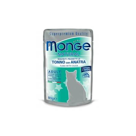 Monge Natural Wet Cat Pouches märgtoit kassidele tuunikala ja pardiga, 80 g