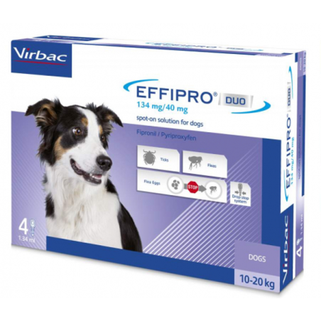 Virbac Effipro Duo 134 mg užlašinamasis tirpalas šunims 10-20 kg, N4