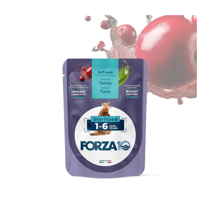 Forza 10 Adult Pastēte sterilizētiem kaķiem no 1 līdz 6 gadu vecumam, ar tunci, 80 g