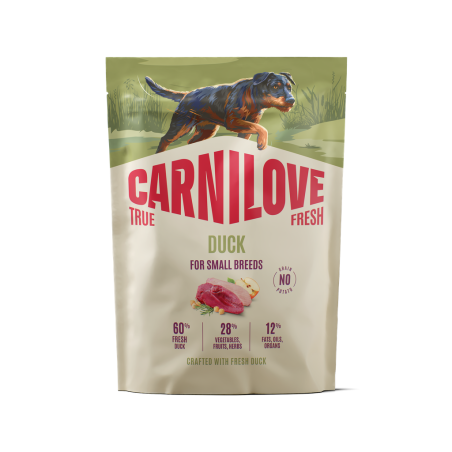 Carnilove True Fresh Duck Adult Small Breed Kuivtoit väikestele tõugudele koertele, 1,5 kg