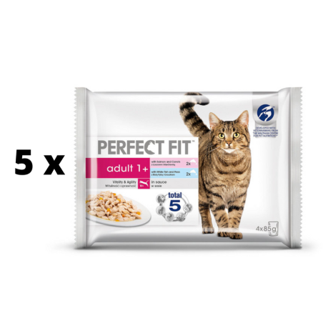 Konservi PERFECT FIT pieaugušiem kaķiem ar lasi/balto zivi, 4x85 g x 5 gab. iepakojums PERFECT FIT - 1