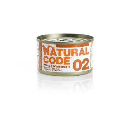 Natural Code 02 Wet food for adult cats with chicken and shrimp, 85 g