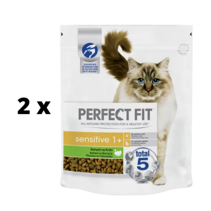 Sausas kačių ėdalas PERFECT FIT Sensitive, suaugusioms katėms, su kalakutiena, 750 g  x  2 vnt. pakuotė PERFECT FIT - 1
