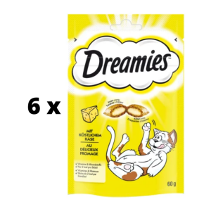 Skanėstai katėms DREAMIES, su sūriu, 60 g  x  6 vnt. pakuotė