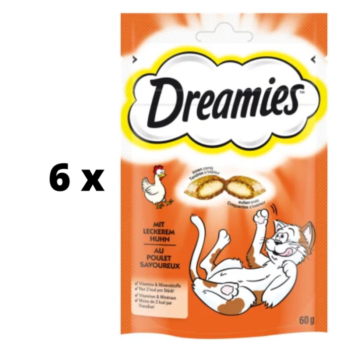 Maiused kassidele DREAMIES, kanaga, 60 g x 6 tk. pakett DREAMIES - 1
