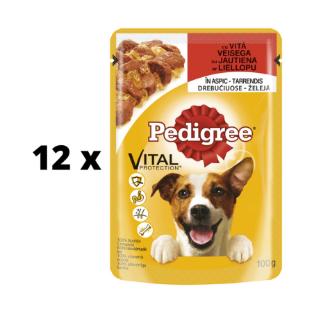 Šunų ėdalas PEDIGREE, su jautiena, maišeliuose, 100 g  x  12 vnt. pakuotė PEDIGREE - 1