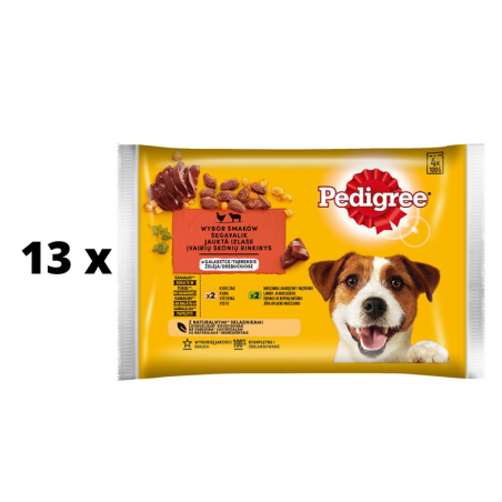 Šunų ėdalo rinkinys PEDIGREE ADULT, maišeliuose, 4 x 100 g  x  13 vnt. pakuotė PEDIGREE - 1