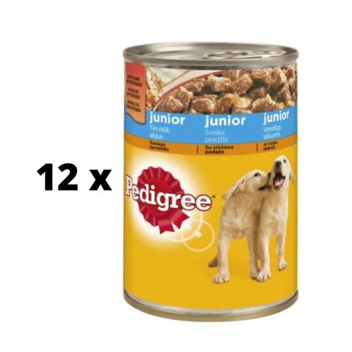 Konservēt. suņu barība PEDIGREE Junior, ar vistu, 400g x 12 gab. iepakojums PEDIGREE - 1