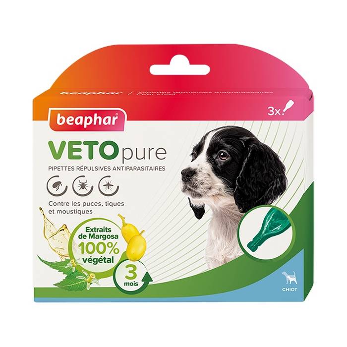 Pilieni pret blusām, ērcēm kucēniem - Beaphar Spot on Veto pure, 3 gab