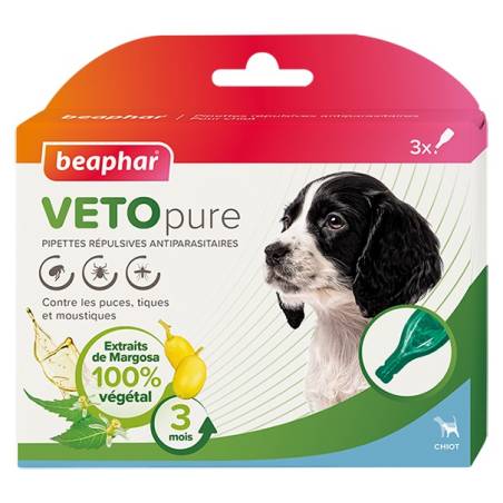 Pilieni pret blusām, ērcēm kucēniem - Beaphar Spot on Veto pure, 3 gab