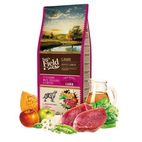 Sausa barība suņiem : Sams Field DOG Fresh Lamb&ampRice ADULT LARGE 13 kg.