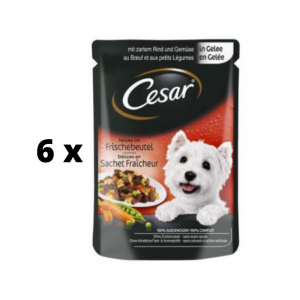 Šlapias ėdalas CESAR šunims su švelnia jautiena ir daržovėmis, 100 g  x  6 vnt. pakuotė