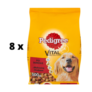 Sausas šunų ėdalas PEDIGREE Adult, su jautiena ir paukštiena, 500 g  x  8 vnt. pakuotė PEDIGREE - 1
