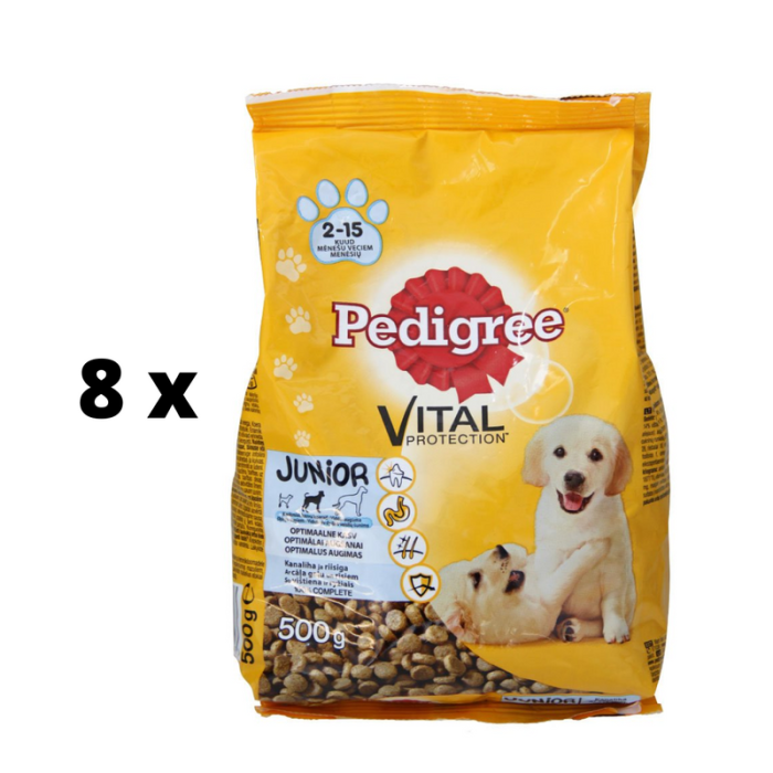 Sausas šunų ėdalas PEDIGREE Junior, su vištiena, 500 g  x  8 vnt. pakuotė PEDIGREE - 1